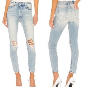 NWT MOTHER superior The Super Stunner Ankle Distressed jeans  “Say Amen Again”